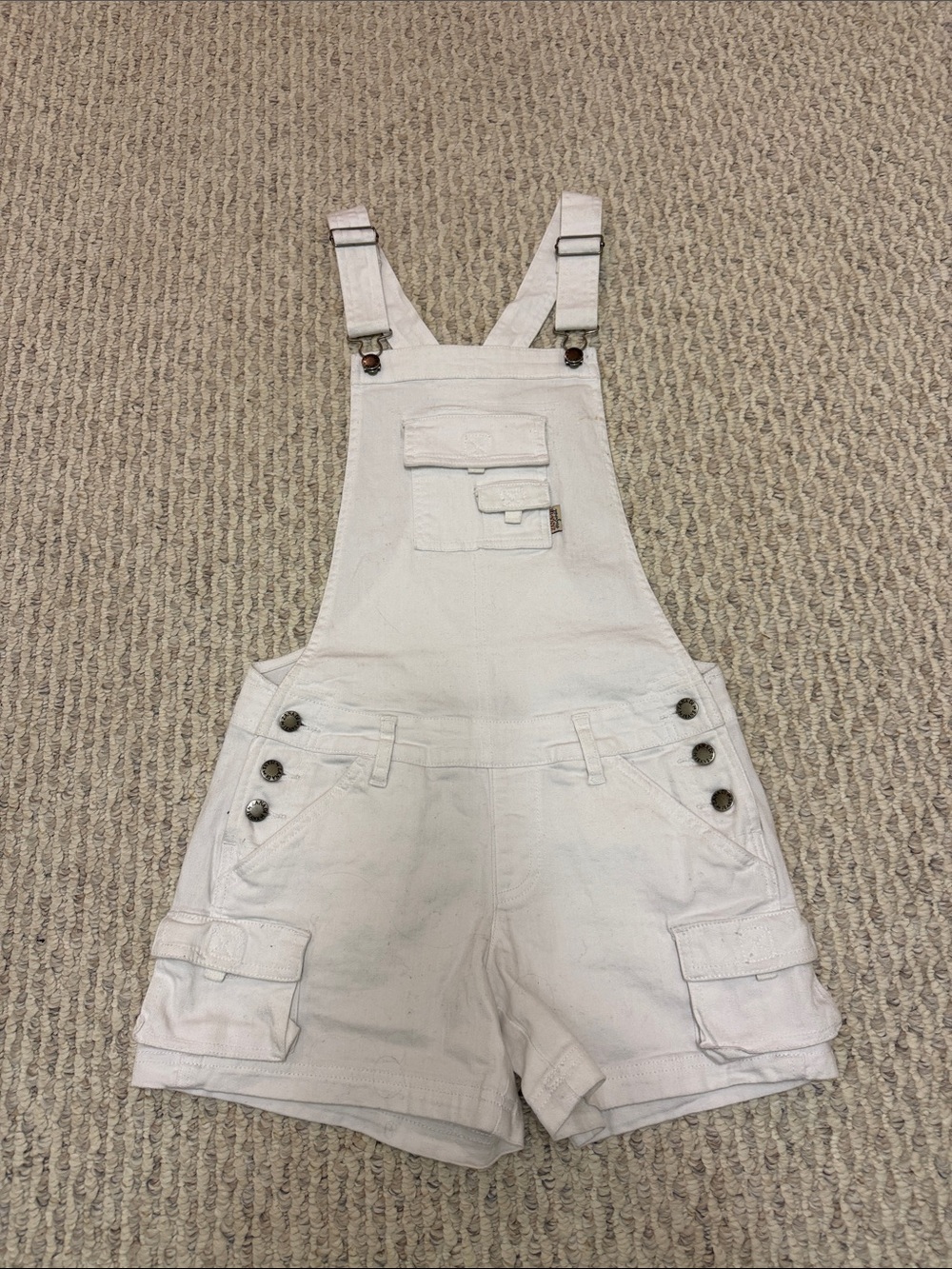 Zanadi White Short Overalls with Cargo Pockets